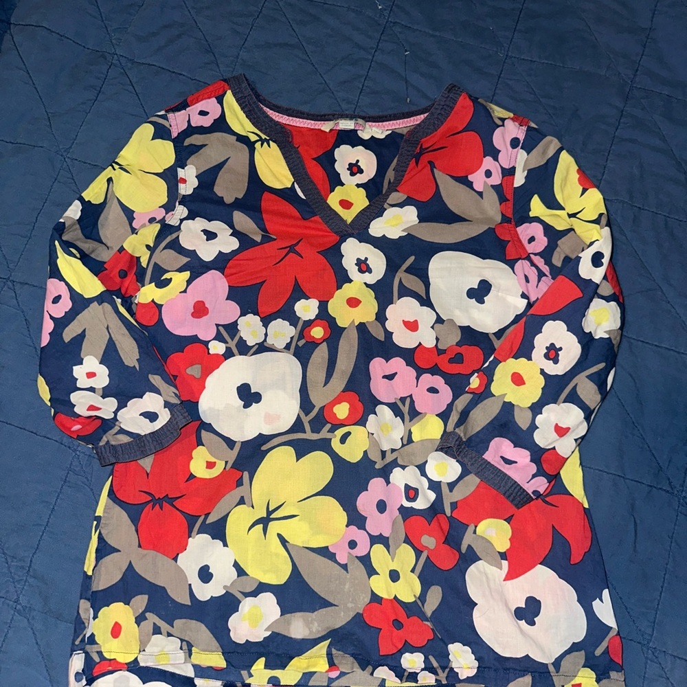 Boden Floral Patterned Top with Vibrant Colors